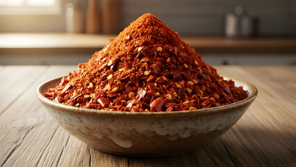 close up of red hot chili peppers in a bowl on white background