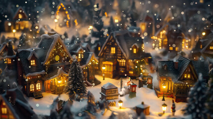 Obraz premium Beautiful Christmas Town Night Scene