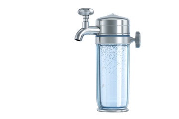 Under-sink water filter with high purification efficiency isolated on transparent background