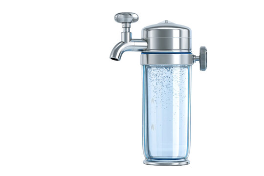 Under-sink water filter with high purification efficiency isolated on transparent background