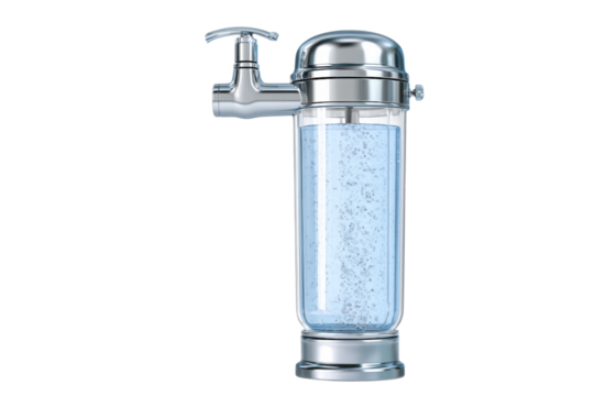 Countertop water filter for easy access to pure water isolated on transparent background