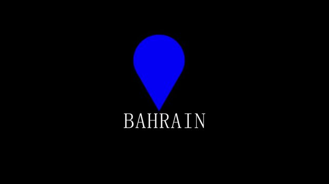ocation of the city of bahrain ,the name of the place with the location has been displayed, sign animated with alpha channel 4k video location tracking icon
