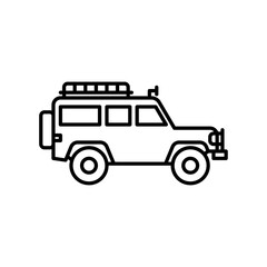 Offroad truck outline icon. Offroad vehicle black line illustration.