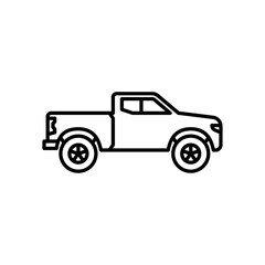 Fototapeta premium Racing truck outline icon. Truck black line illustration.