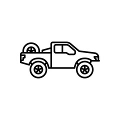 Trophy truck outline icon. racing truck black line illustration.