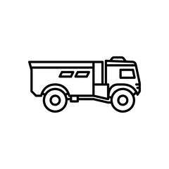 Racing truck outline icon. truck black line illustration.