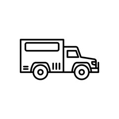Light utility vehicle outline icon. Utility vehicle black line illustration.