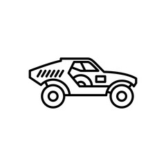 Rally truck outline icon. Racing truck black line illustration.