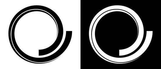 Abstract background with lines in spiral. Art design spiral as logo or icon. A black figure on a white background and an equally white figure on the black side.