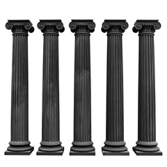 Obraz premium black ancient greek columns isolated on white or transparent