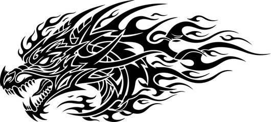 Obraz premium Mystic Warrior Tattoo Design Black