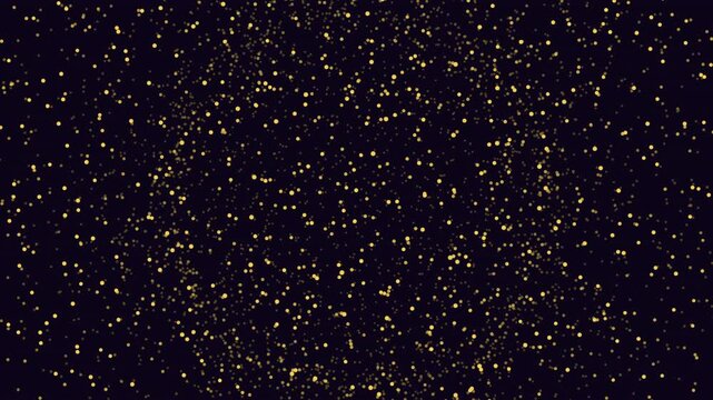 An abstract black and gold design with circular gold dots on a dark background creating a floating effect, suitable for diverse design projects