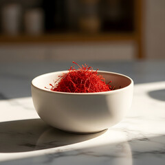 bowl of fresh red chili peppers on white background