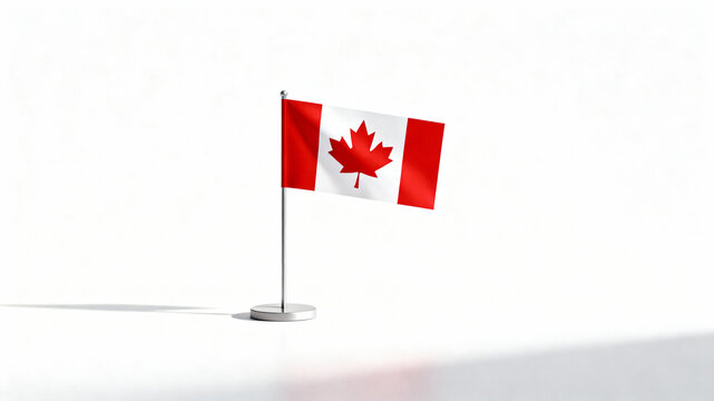 Canada flag displayed on a white surface for Canada Flag Day celebration