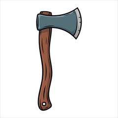 iron axe instrument for forestry work isolated vector illustration on white background