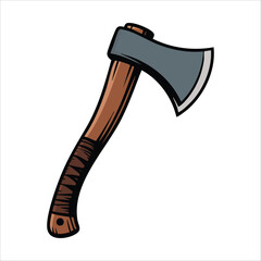 iron axe instrument for forestry work isolated vector illustration on white background