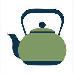 Vintage style teapot for serving hot tea isolated vector illustration on white background