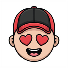 Adolescent young man experiencing deep romantic love emotions isolated vector illustration on white background