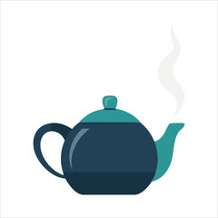 Vintage style teapot for serving hot tea isolated vector illustration on white background