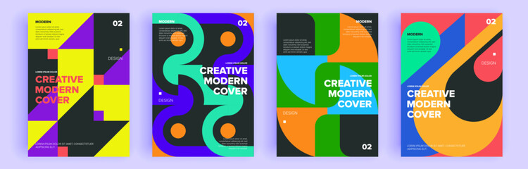 Modern abstract covers set, minimal covers design. Colorful geometric background, vector illustration.