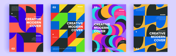 Modern abstract covers set, minimal covers design. Colorful geometric background, vector illustration.