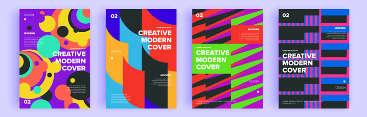 Modern abstract covers set, minimal covers design. Colorful geometric background, vector illustration.