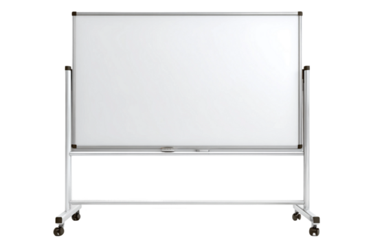 Dry-erase whiteboard with easy-clean surface isolated on transparent background