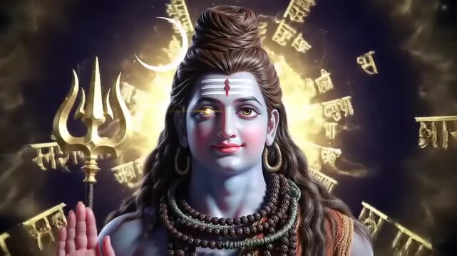 Hindu deity with Lord Shiva with trident.