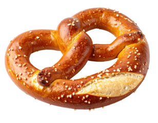 Pretzel twisted baked snack isolated on crisp clean white background