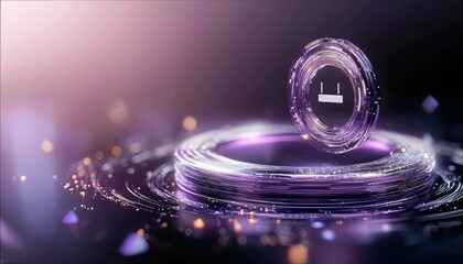 An abstract image featuring a glowing energy ring with a plug symbol, set against a dark, futuristic background with bokeh effects.