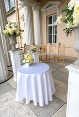 Wedding Ceremony Chairs with Floral Decoration in Latvia