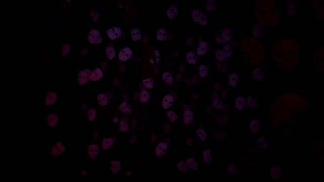 Floating Masquerade &ndash; Dark Surreal Mask Swarm