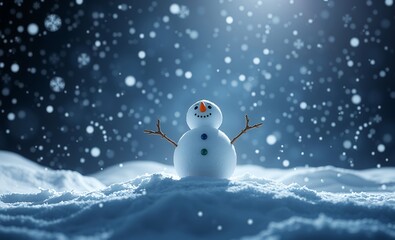 Christmas snowy winter snowman snowflakes falling background cinematic christmas background christmas holiday background winter decoration celebration