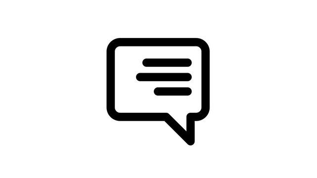 Chat Bubble Message Icon Loop Animation 4K Transparent Background Bold Line Style