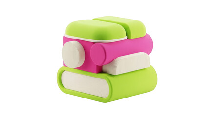 Colorful stackable building blocks toy with white accents