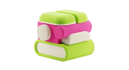 Colorful stackable building blocks toy with white accents