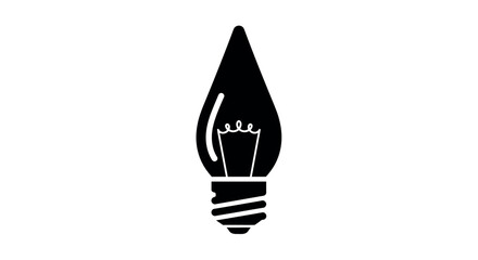 Classic teardrop light bulb silhouette solid shape vector illustration
