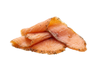 Tranches de saumon fumé sur fond blanc