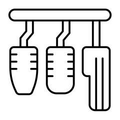 Car brake, clutch and gas pedals thin line icon, car parts concept. Vector graphics. Pedals sign on white background, style icon mobile or web design.