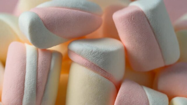 Colorful marshmallows stacked together in a close-up view.