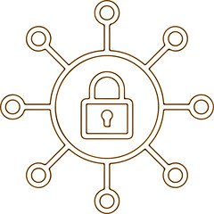 Fototapeta premium Digital network security lock icon connected nodes
