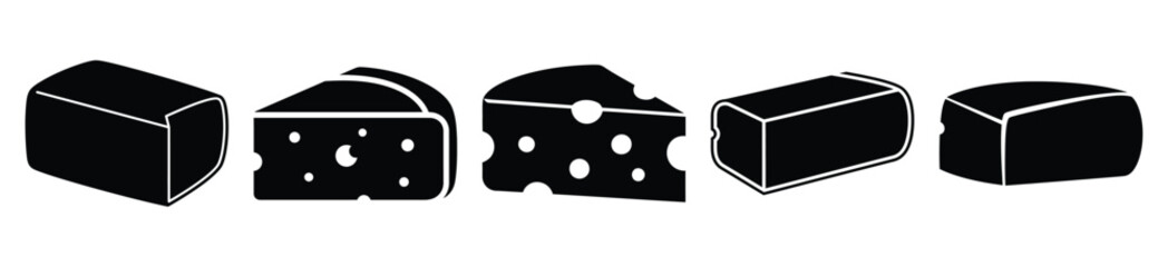 set of cheese block icon vector illustration isolated on white background