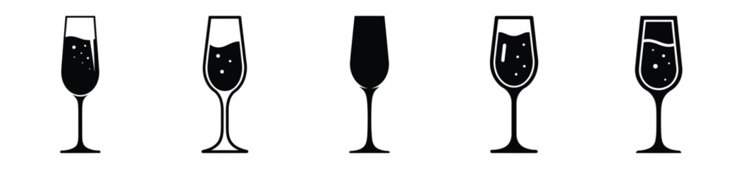 set of  champagne flute icon vector illustration isolated on white background