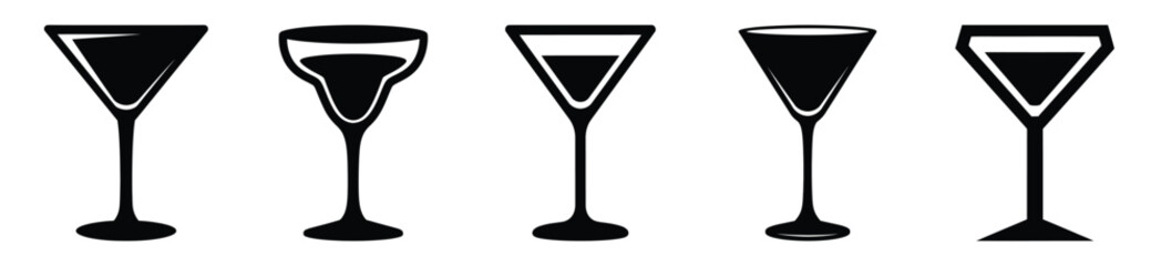 set of  cocktail glass icon vector illustration isolated on white background