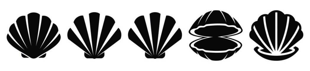 set of  clam shell icon vector illustration isolated on white background