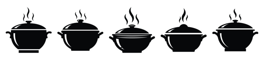 set of  hot pot icon vector illustration isolated on white background