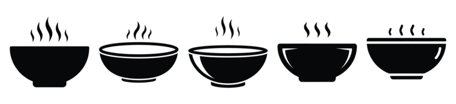 set of  hot soup bowl icon vector illustration isolated on white background