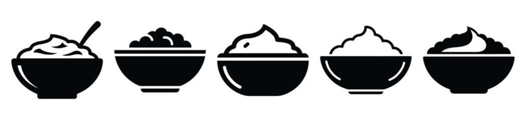 set of  hummus bowl icon vector illustration isolated on white background