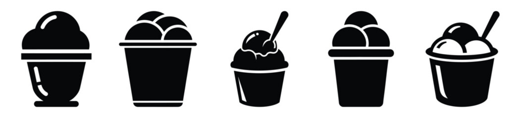 set of  ice cream cup icon vector illustration isolated on white background