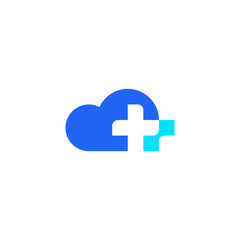 Modern Cloud and Cross with technology Dot icon logo concept vector